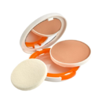 powder foundation application sponge face matte finish makeup close up